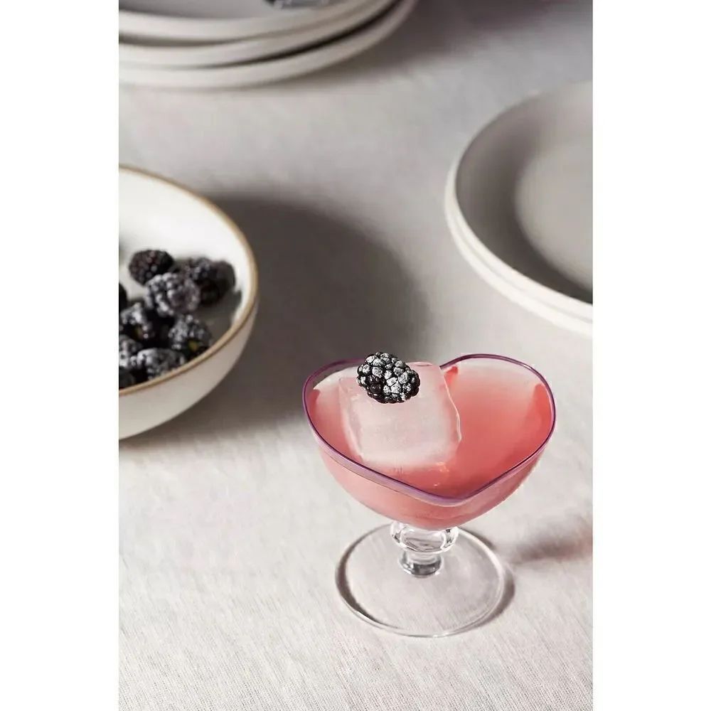 Anthropologie Valeria Coupe Glass Heart Valentines Lilac NEW